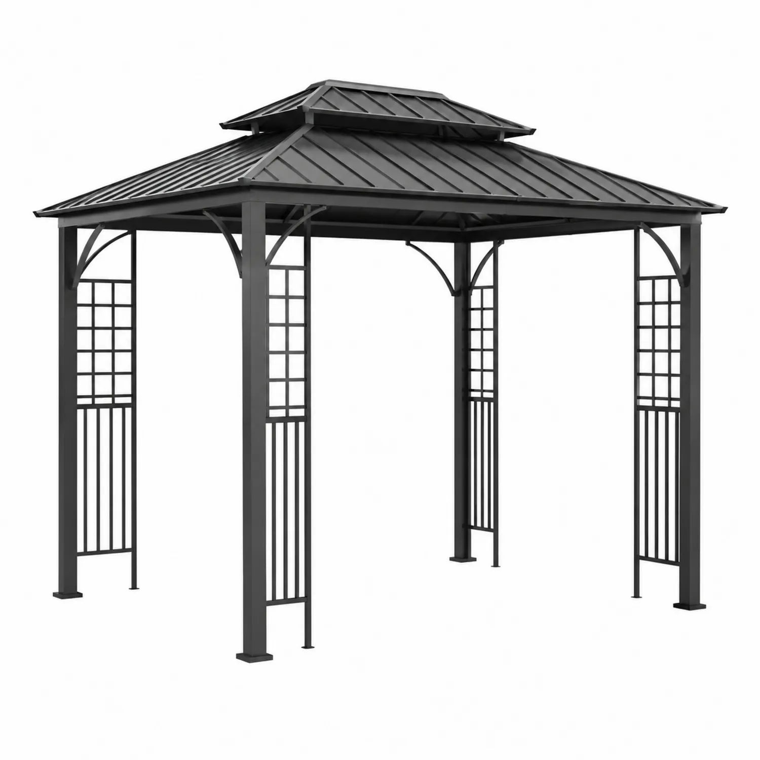 Pavillon en acier noir 300 x 300 cm