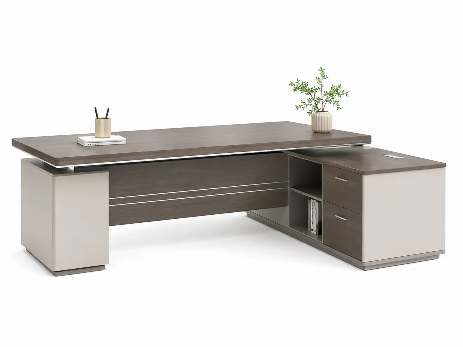 Bureau d'angle en bois MDF avec rangement intégré 200x160x75 cm
