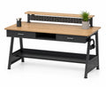 Bureau en Bois et Métal Noir avec Rangements 140x60x90 cm
