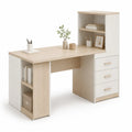 Bureau en MDF avec Étagères et Tiroirs Chêne Clair/Blanc 120x50x75 cm