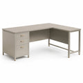 Bureau d'angle en métal avec tiroirs, Gris, 150 cm x 130 cm x 75 cm