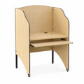 Bureau en Bois Clair avec Séparation et Tablette Coulissante