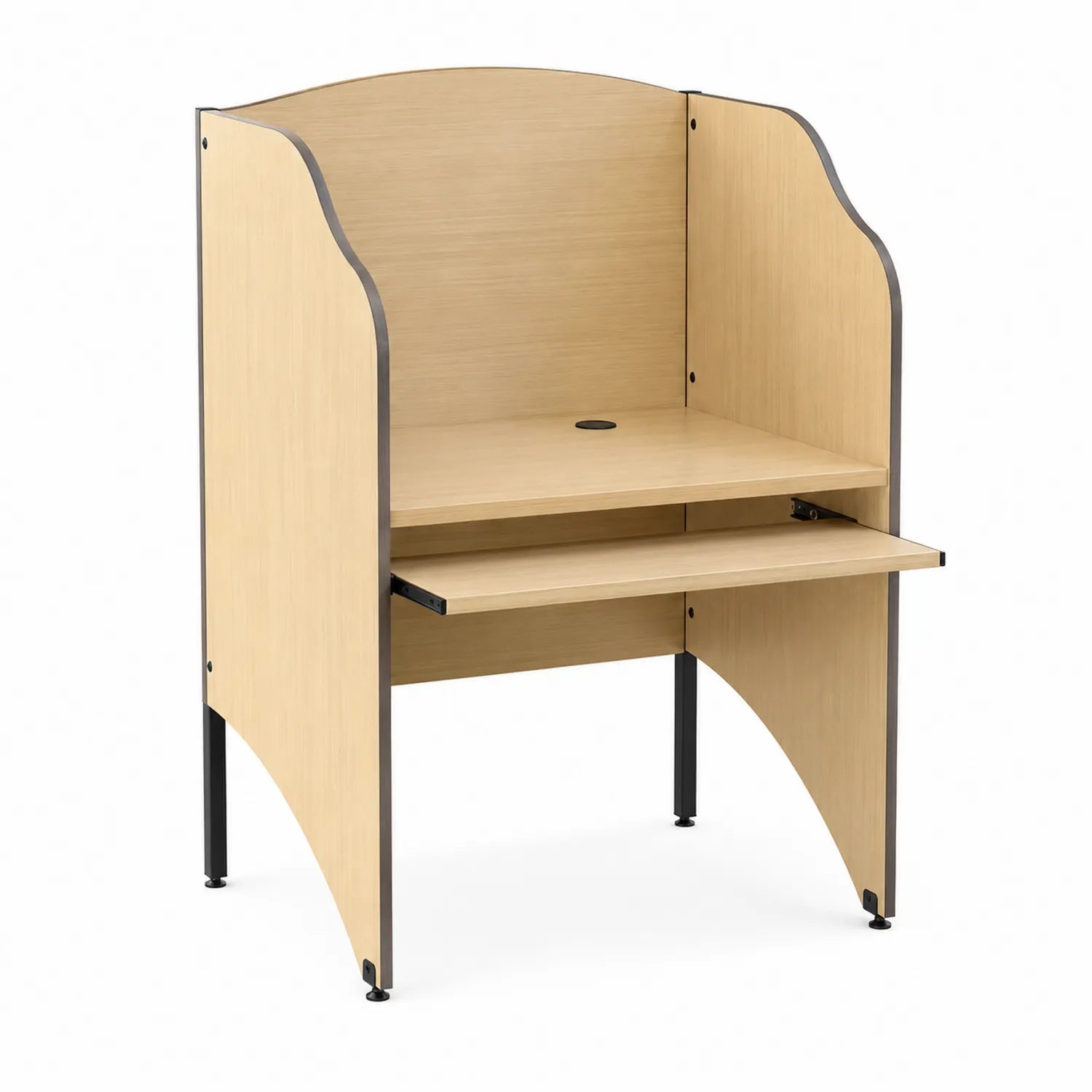 Bureau en Bois Clair avec Séparation et Tablette Coulissante