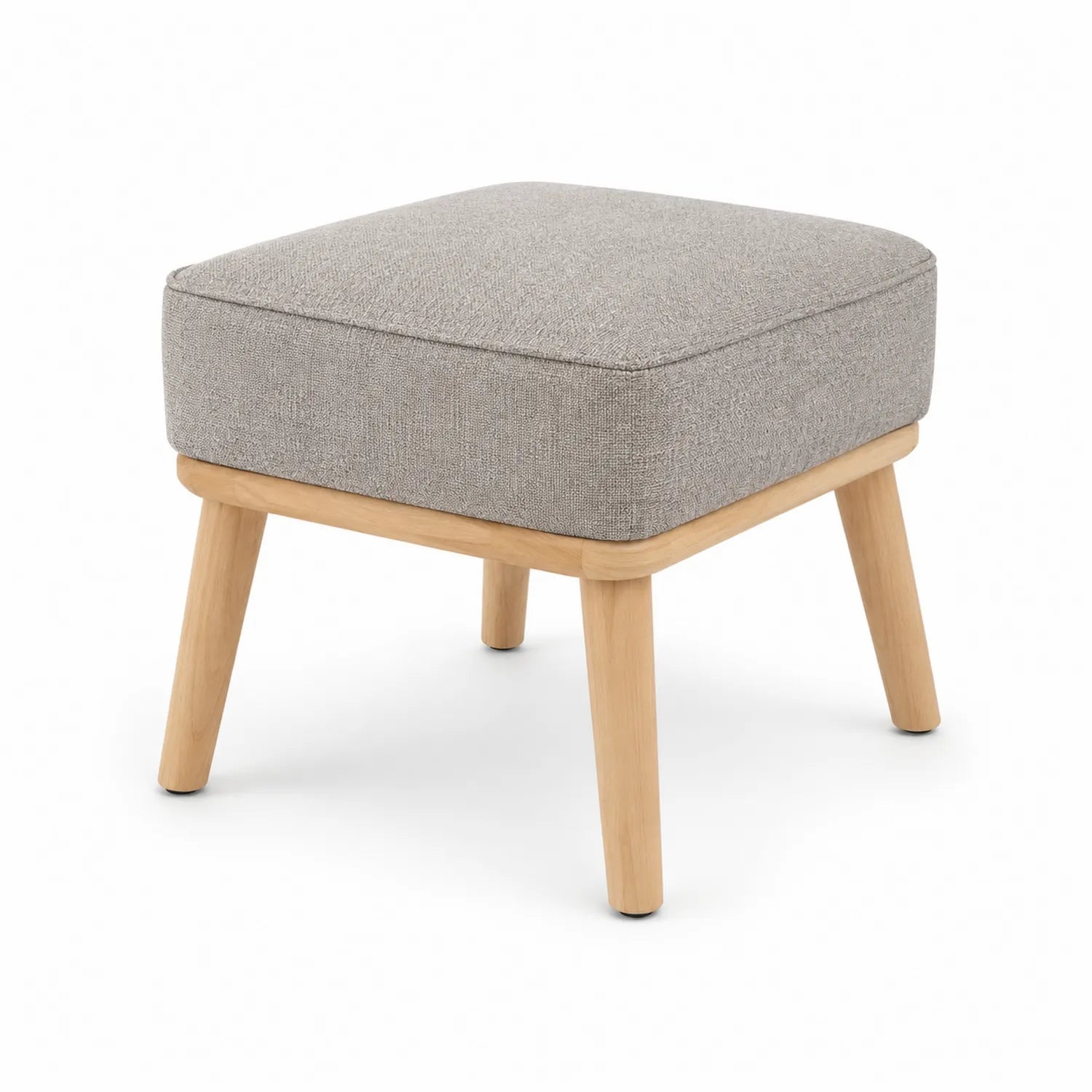 Repose-pieds en bois et tissu gris 40x40x45 cm
