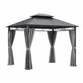 Tonnelle de jardin en métal avec rideaux en polyester Gris 300x400 cm