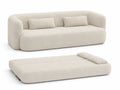 Canapé-lit convertible en tissu polyester beige 220cm
